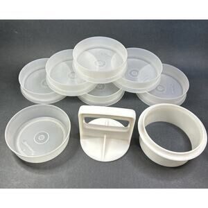 Vintage Tupperware Hamburger Press Set Ground Beef Keepers 882-22 Storage